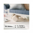 SONY Auricular de Casco Bluetooth WH-CH520 Beige Funcion Manos Libres