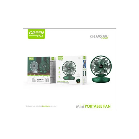 GREEN LYCA Mini Ventilador Portatil GL69359 Recargable 6W Plegable