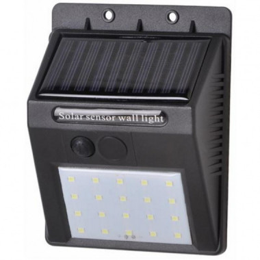 Aplique LED Solar Elbat 30 L&uacute;menes Negro IP44 Luz Fr&iacute;a