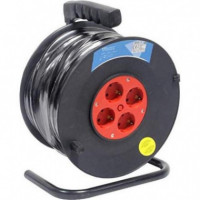 Enrollador de Cable Super Power, 50 Metros, 3x1.5mm con 4 Enchufes