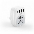 Adaptador de Viaje Universal XO WL26 con 3 USB y 1 USB-C