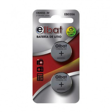 Pack 2 Pilas de Litio CR2032 Elbat 3V