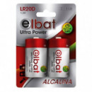Pack 2 Pilas Alcalinas LR20D Elbat 1.5V