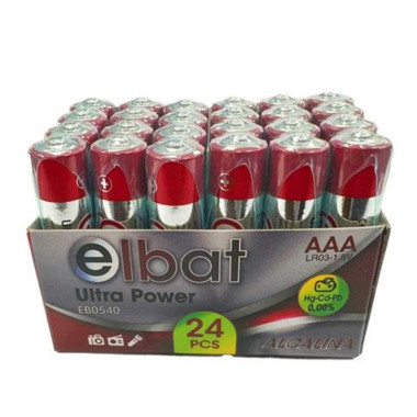 Pack de 24 Unidades de Pilas Alcalinas Elbat LR03/AAA