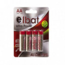 Paquete de 4 Unidades Pilas Alcalinas AA/LR6 Elbat 1.5V