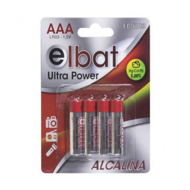 Pack de 4 Pilas Alcalinas Elbat AAA (LR03) 1.5V