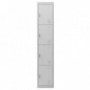 Taquilla Metálica Cromad de 4 Puertas, 1800x300x500mm Gris