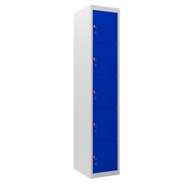 Taquilla Met&aacute;lica Cromad de 5 Puertas 1800x300x500mm Azul