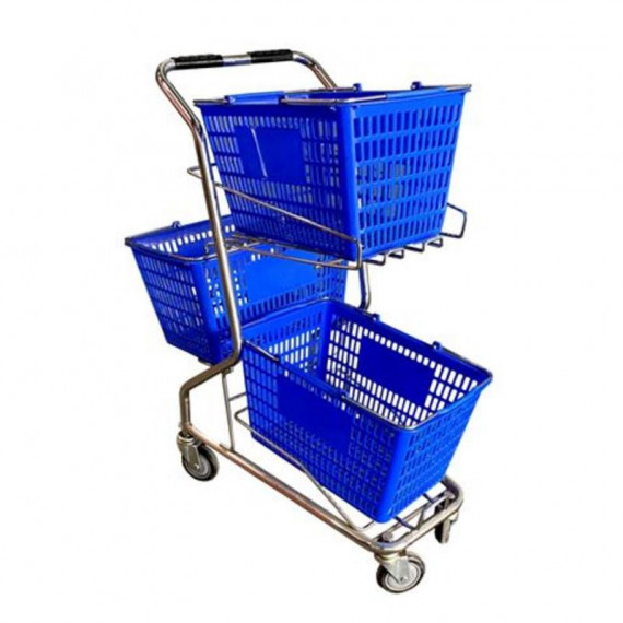 Carro de Transporte Cromad con 3 Cestas Extraíbles de 28 Litros, Azul