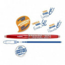 Bolígrafo Ergonómico Borrable Punta 0.7MM Rojo con Goma Carioca Oops