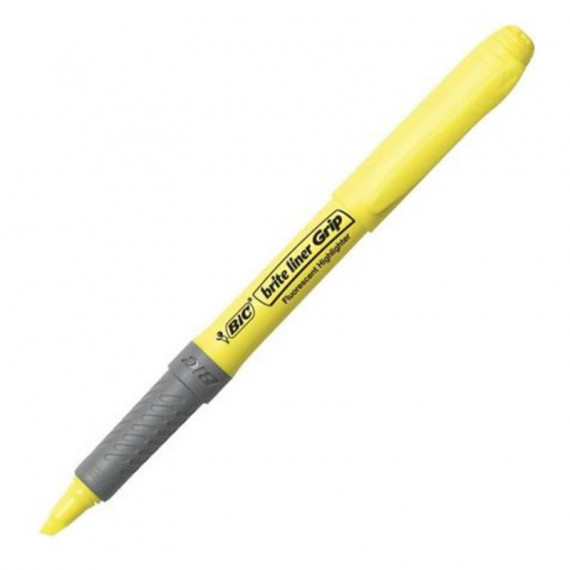 Marcador Fluorescente Amarillo BIC Brite Liner Grip con Punta Biselada y Agarre Cómodo