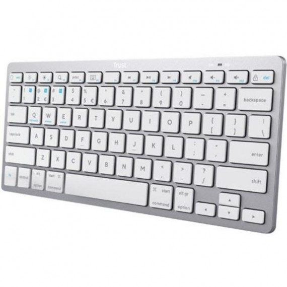 Teclado Compacto Inalámbrico Bluetooth Plata Trust Nado