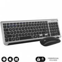 Combo Teclado y Ratón Inalámbrico y BLUETOOTH SUBBLIM Prestige Extendido Negro
