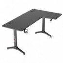 Mesa Gaming Muvip Pro1300 Fibra Carbono L Derecha con Alfombrilla 80x30cm