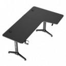 Mesa Gaming Muvip Pro1300 Fibra Carbono L Derecha con Alfombrilla 80x30cm