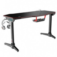 Mesa Gaming MUVIP PRO800 Xl de Fibra de Carbono con Iluminación Rgb y Alfombrilla de 140CM