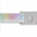 Pack Gaming 3 en 1 MARS GAMING MCP124 Blanco (teclado H-mech, Ratón, Alfombrilla Rgb)