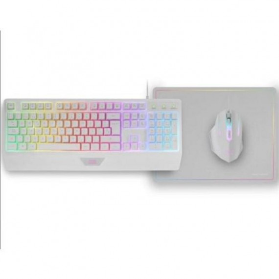 Pack Gaming 3 en 1 MARS GAMING MCP124 Blanco (teclado H-mech, Ratón, Alfombrilla Rgb)