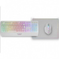 Pack Gaming 3 en 1 MARS GAMING MCP124 Blanco (teclado H-mech, Ratón, Alfombrilla Rgb)