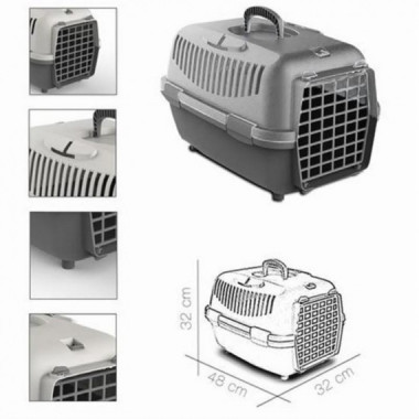 Transport&iacute;n de Pl&aacute;stico para Mascotas Gris Claro 48x32x32 cm