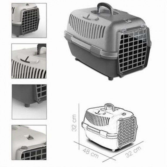 Transportín de Plástico para Mascotas Gris Claro 48x32x32 cm