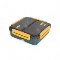 Fiambrera Quttin de Plástico y Acero, Apta para Microondas, 1050 ml