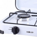 Cocina de Gas Muvip con 3 Quemadores y Tapa Protectora Blanca