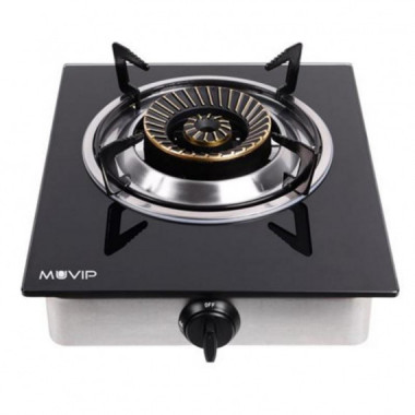 Cocina a Gas Muvip Inoxidable 1 Fuego con Superficie de Cristal Templado