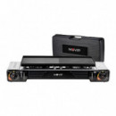 Cocina de Gas Portátil Muvip con 2 Fuegos, Plancha y Maletín de Transporte