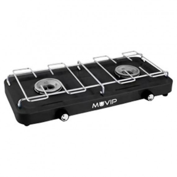 Cocina de Gas Muvip Portátil de Dos Fuegos con Parrilla Desmontable