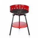 Barbacoa Redonda de Carbón Algon 50 cm de Acero Esmaltado Rojo/Negro