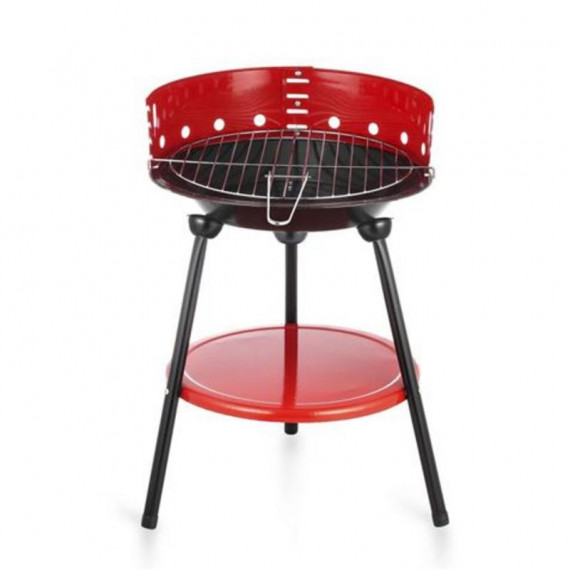 Barbacoa Redonda de Carbón Algon 50 cm de Acero Esmaltado Rojo/Negro