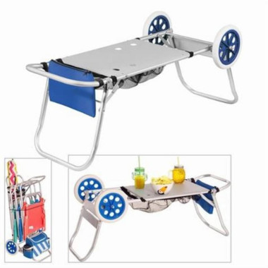 Carro Portasillas Plegable con Mesa Auxiliar para Playa