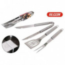 Set de 3 Accesorios para Barbacoa Algon Silver de Acero Inoxidable