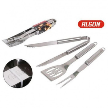 Set de 3 Accesorios para Barbacoa Algon Silver de Acero Inoxidable