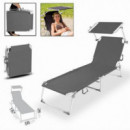 Tumbona de Playa Plegable con Parasol Antracita Urban Living