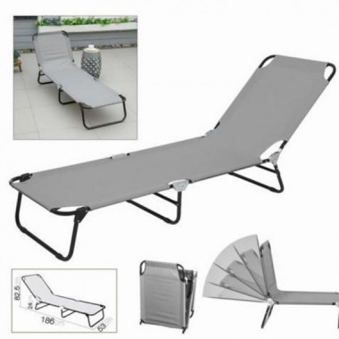 Tumbona Plegable de Jard&iacute;n 185x53x24 cm, Gris Oscuro y Gris Claro