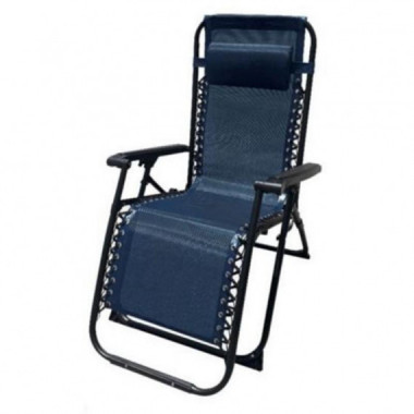 Tumbona Plegable Azul Marino de Acero con Coj&iacute;n Cervical