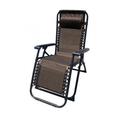 Tumbona Plegable de Acero Marr&oacute;n con Coj&iacute;n Cervical