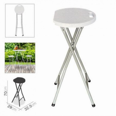 Taburete Plegable Alto de C&oacute;ctel Blanco 32.5x29x70 cm