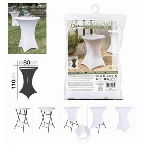 Funda para Mesa de Resina Tipo Cóctel Elástica D80xH110cm Blanca