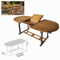 Mesa de Jardín Ovalada Extensible Urban Living de Madera de Eucalipto (150-200 cm)