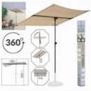 Sombrilla Rectangular Beige 180x130cm con Mástil de 220cm