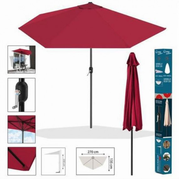 Sombrilla Medialuna Urban Living Grosella 270x135 cm