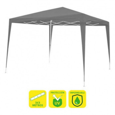 Carpa de Jard&iacute;n Sungarden de Acero y Rafia 3x3 Metros Gris