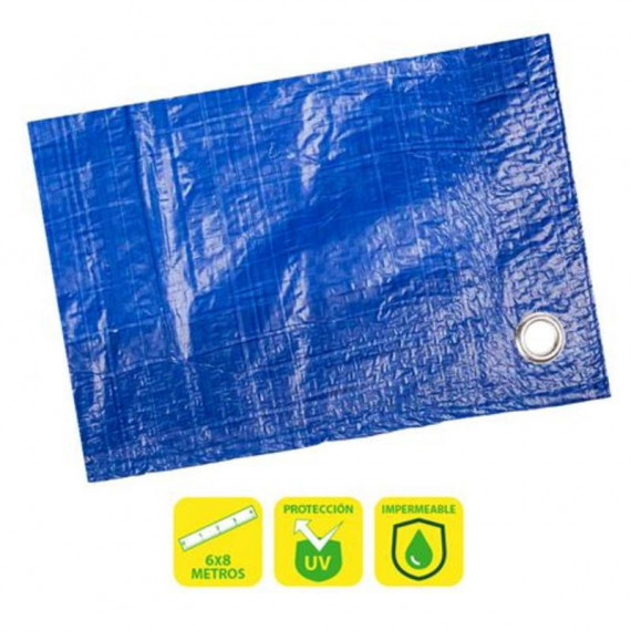 Toldo/Lona Sungarden Azul con Ojales Metálicos 6x8 Metros