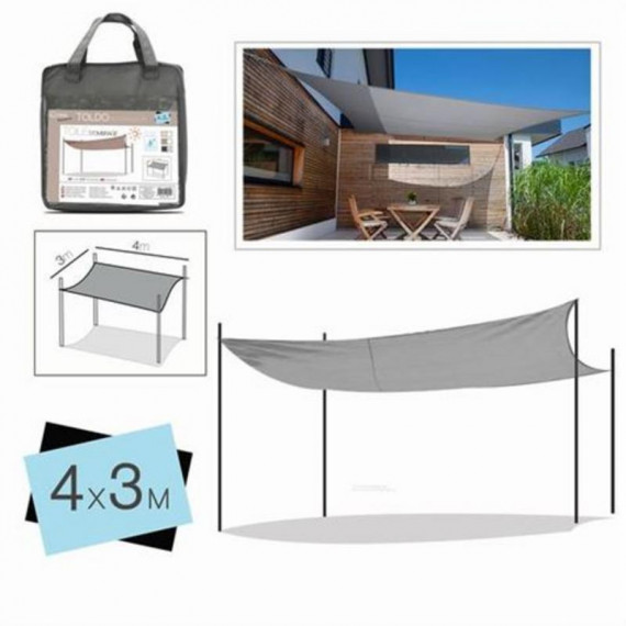 Toldo Rectangular Gris 3x4 Metros con Bolsa