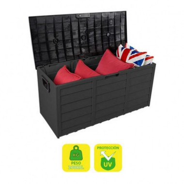 Ba&uacute;l de Almacenamiento de Resina Sungarden 290 Litros Gris Oscuro 112x49x54cm