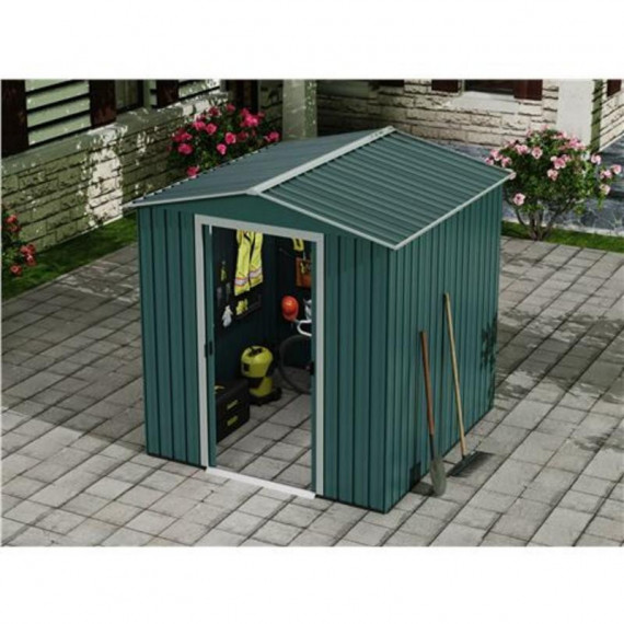 Caseta de Metal Sungarden con Puertas Correderas 185x181x200cm (3.36m²) Verde