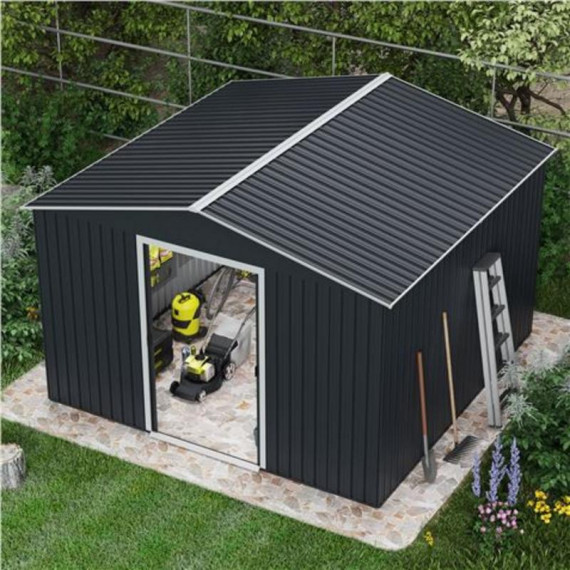 Caseta de Metal Sungarden con Puertas Correderas 300x304.5x214.5 cm Antracita